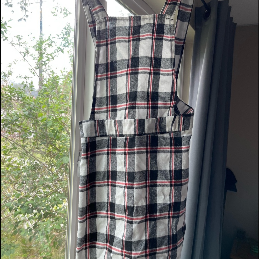 Plaid overall dress